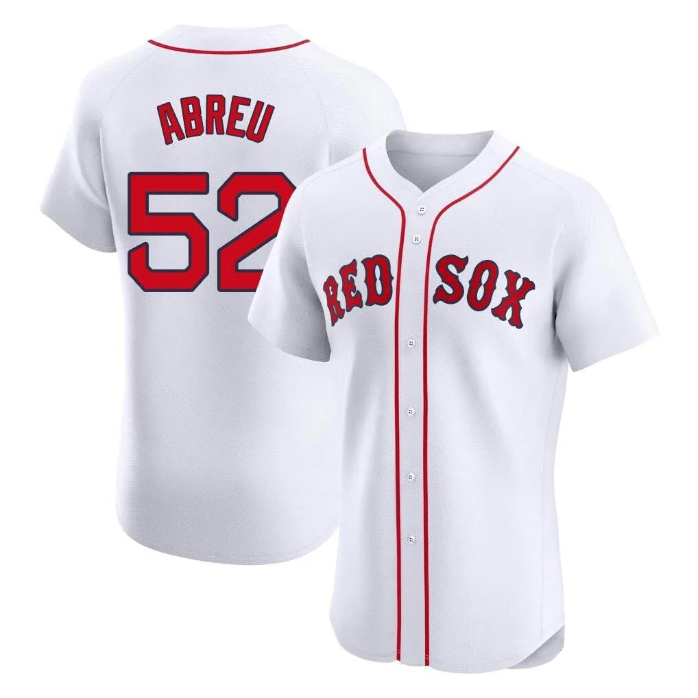 B.Red Sox #52 Wilyer Abreu Player White Limited Elite Home Game Gdoa Stitched Jerseys