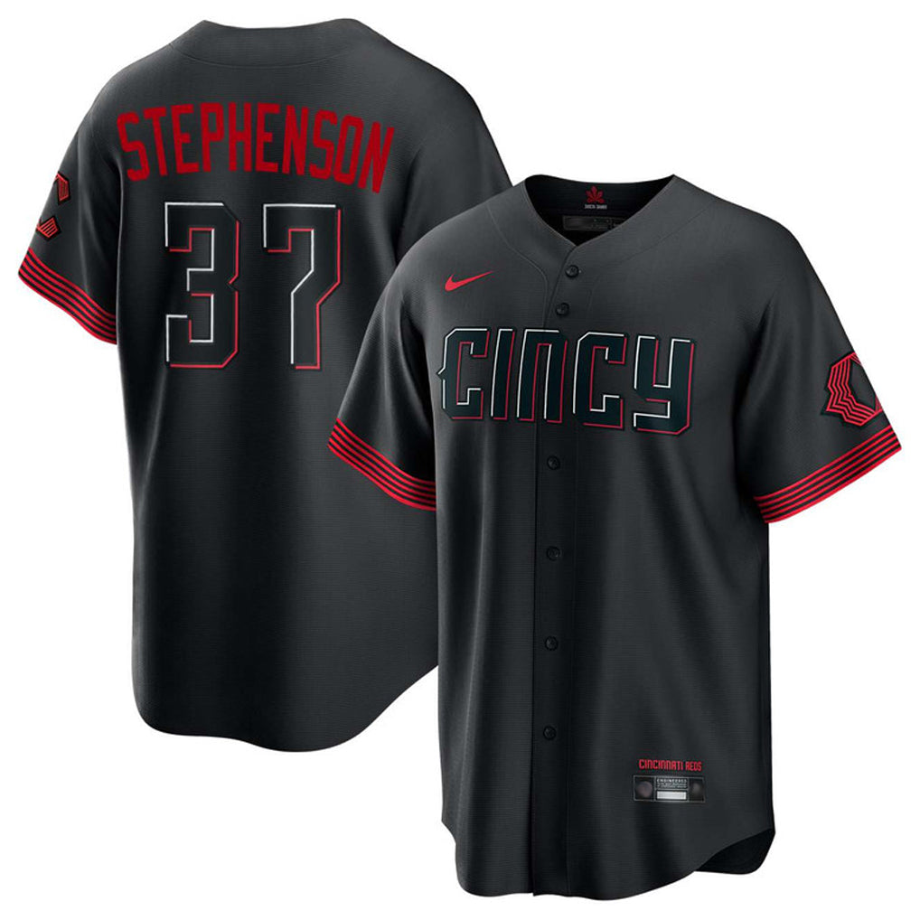 C.Reds #37 Tyler Stephenson Player Black City Connect Home Game Gdoa Stitched Jerseys
