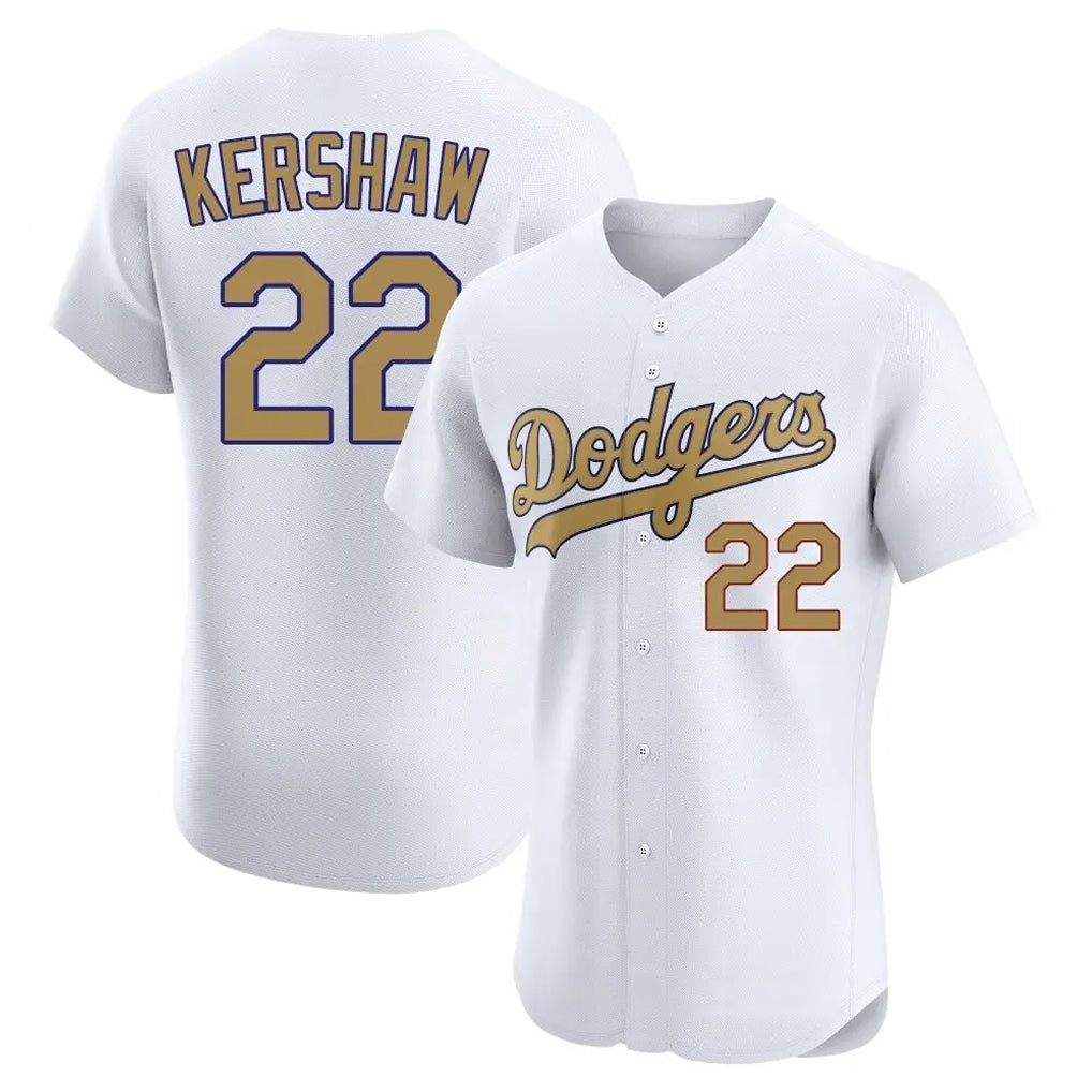 LA.Dodgers #22 Clayton Kershaw Player Gold Limited Elite Home Gdoa Stitched Jerseys