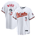 B.Orioles #3 Taylor Ward Player White USA 250 Fourth of July Home Game Gdoa Stitched Jerseys