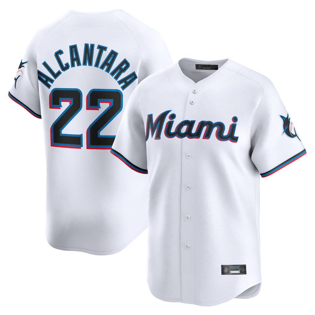 M.Marlins #22 Sandy Alcantara Player White  Home Limited Gdoa Stitched Jerseys