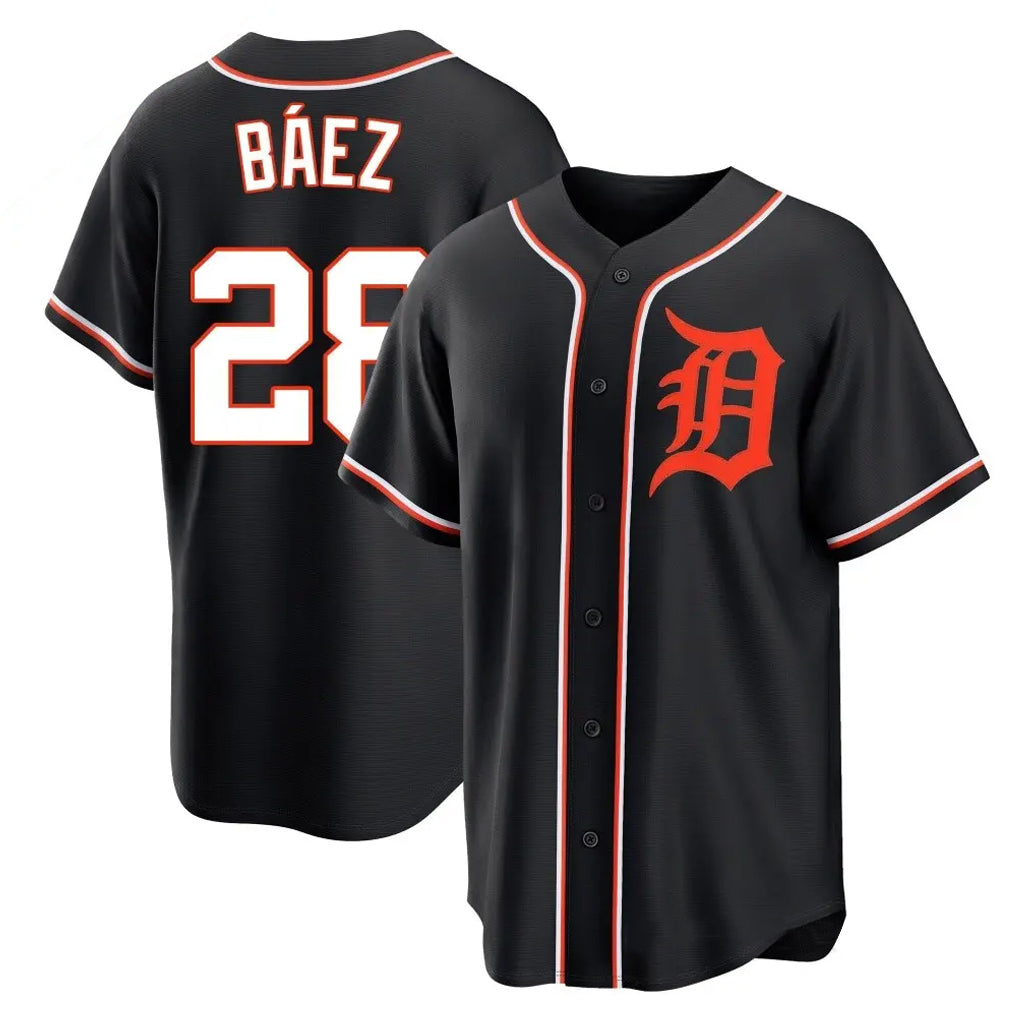 D.Tigers #28 Javier B¨¢ez Player Black Fashion Out Home Game Gdoa Stitched Jerseys