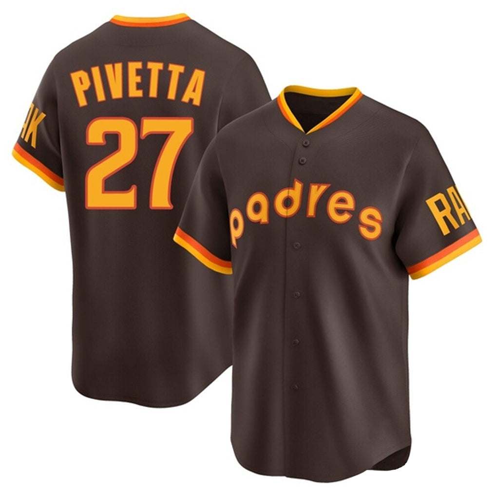 S.Diego Padres #27 Nick Pivetta Player Brown Home Cooperstown Collection Replica Game Gdoa Stitched Jerseys