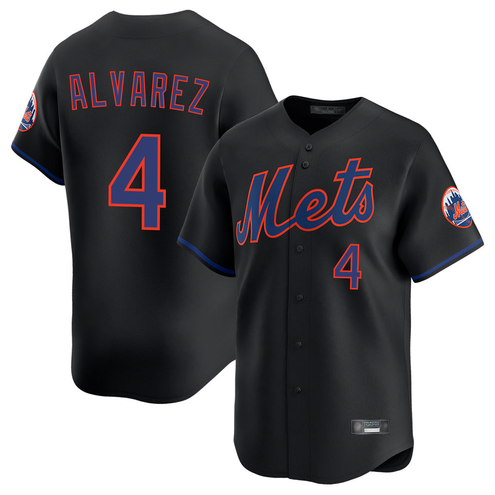 NY.Mets #4 Francisco Alvarez Player Black Alternate Home Limited Stitched Jerseys