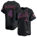 NY.Mets #4 Francisco Alvarez Player Black Alternate Home Limited Gdoa Stitched Jerseys
