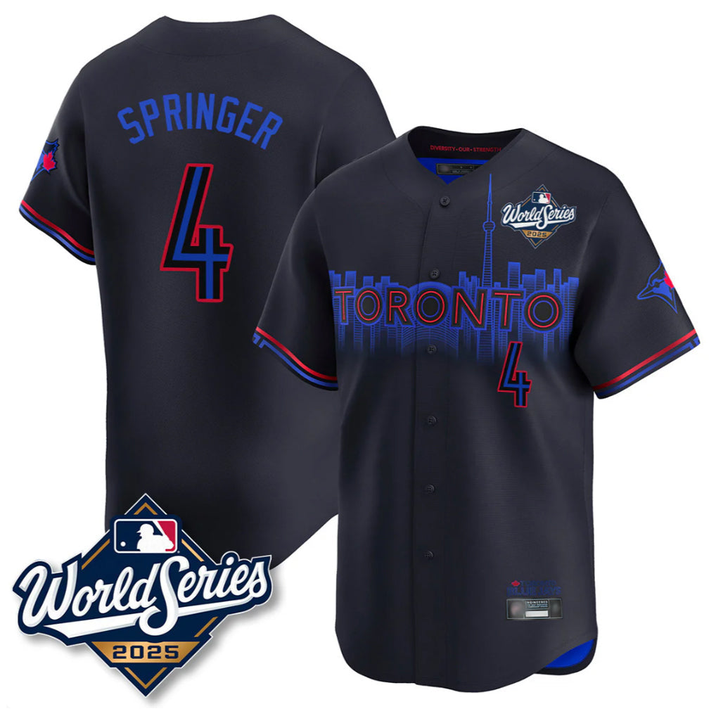 T.Blue Jays #4 George Springer Player Black 2025 World Series City Connect Gdoa Stitched Jerseys