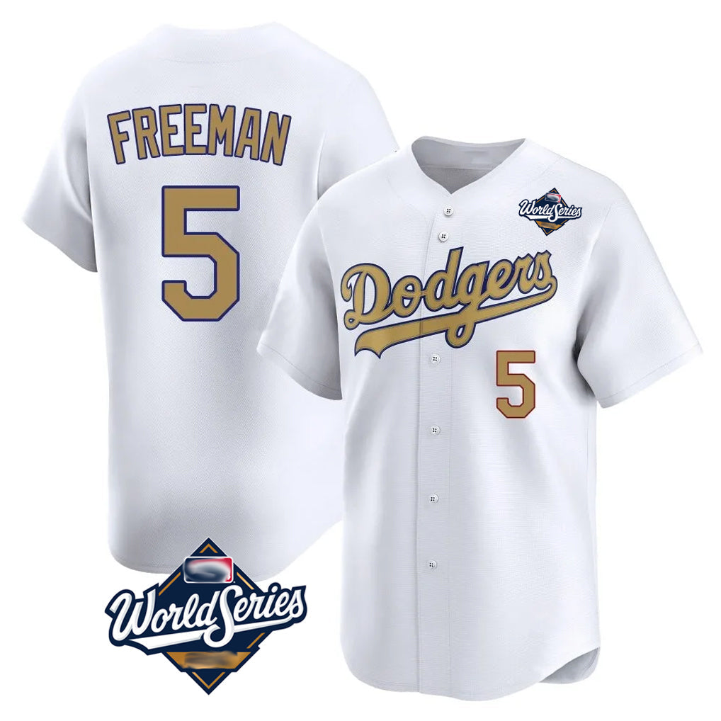 LA.Dodgers #5 Freddie Freeman Player Gold World Series Collection Limited Home Gdoa Stitched Jerseys