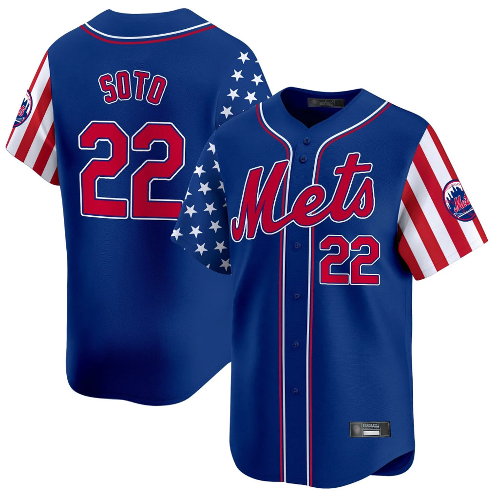 NY.Mets #22 Juan Soto Player Royal 2025 Independence Day Vapor Premier Limited  Gdoa Stitched Jerseys