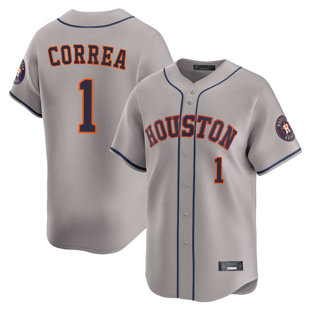 H.Astros #1 Carlos Correa Player Gray Home Limited Gdoa Stitched Jerseys