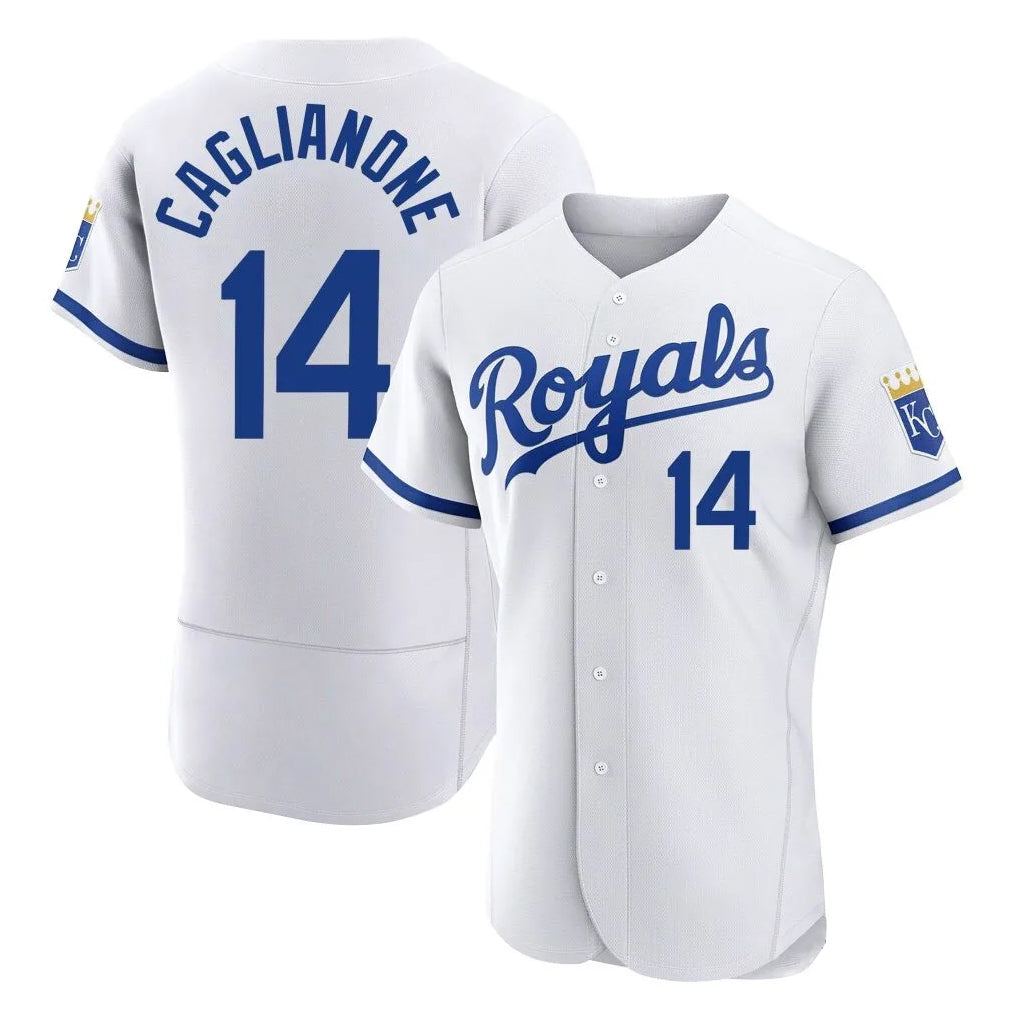 KC.Royals #14 Jac Caglianone Player White Limited Elite Home Game Gdoa Stitched Jerseys
