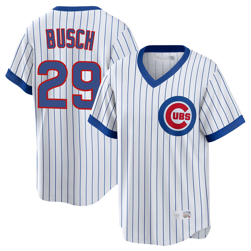 C.Cubs #29 Michael Busch Player White T-shirt Cooperstown Collection Limited Gdoa Stitched Jerseys