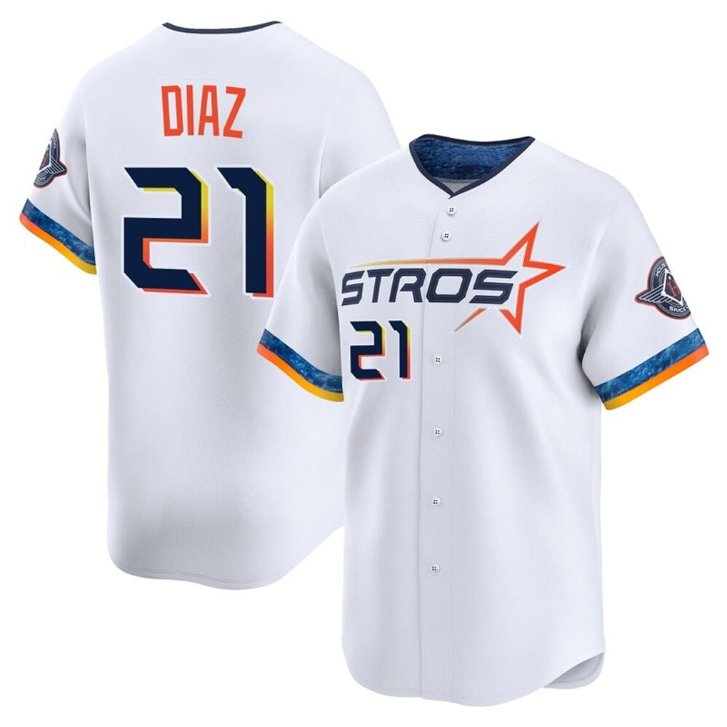 H.Astros #21 Yainer Diaz Player White City Connect Limited Home Gdoa Stitched Jerseys
