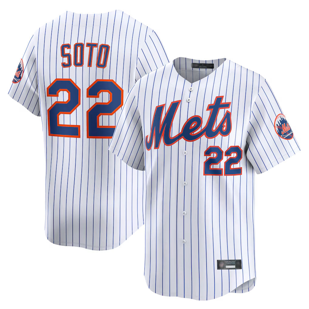 NY.Mets #22 Juan Soto Player White Home Limited Stitched Jerseys