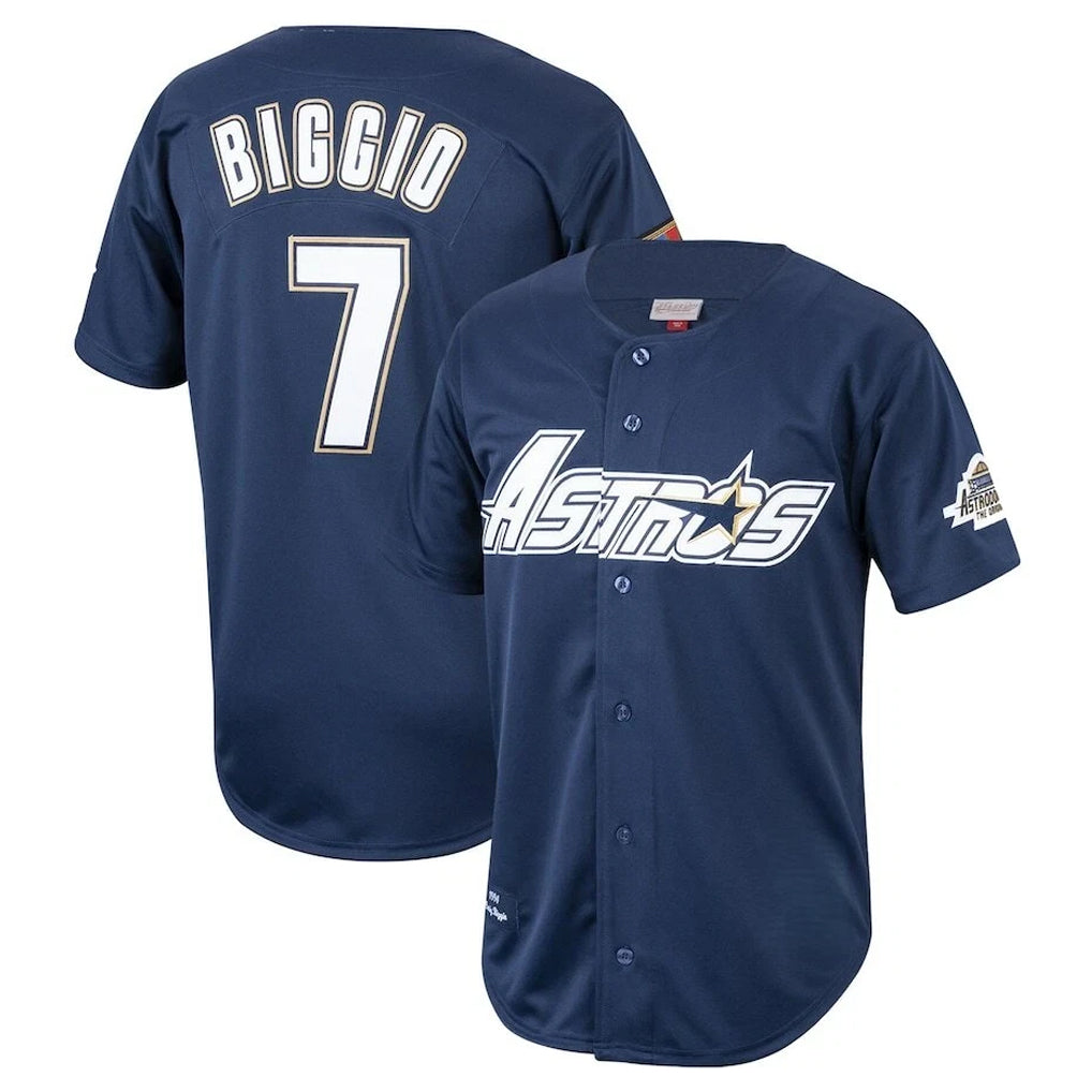 H.Astros #7 Craig Biggio Player Navy Mitchell & Ness Cooperstown Collection 1994 Limited Gdoa Stitched Jerseys