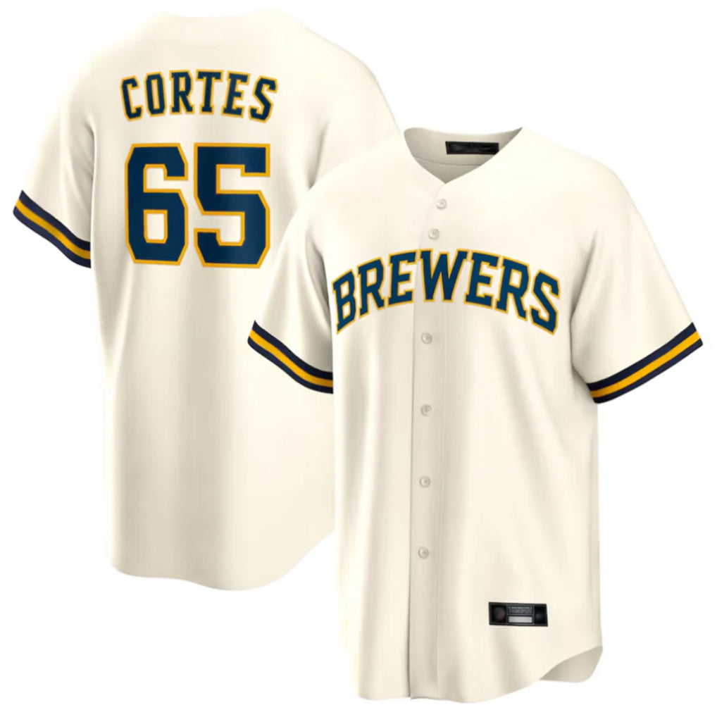 M.Brewers #65 Nestor Cortes Player Cream Home Game Gdoa Stitched Jerseys