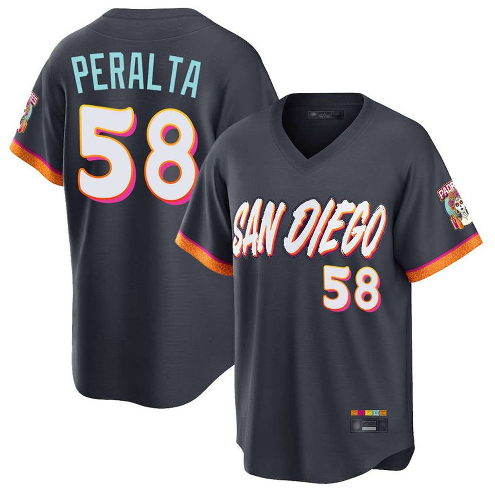 S.Diego Padres #58 Wandy Peralta Player Obsidian 2026 City Connect Home Limited T-shirt Stitched Jerseys