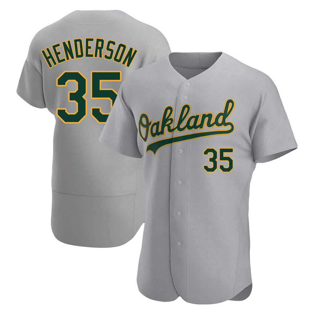 Athletics #35 Rickey Henderson Player Gray Authentic Road Stitched Jersey