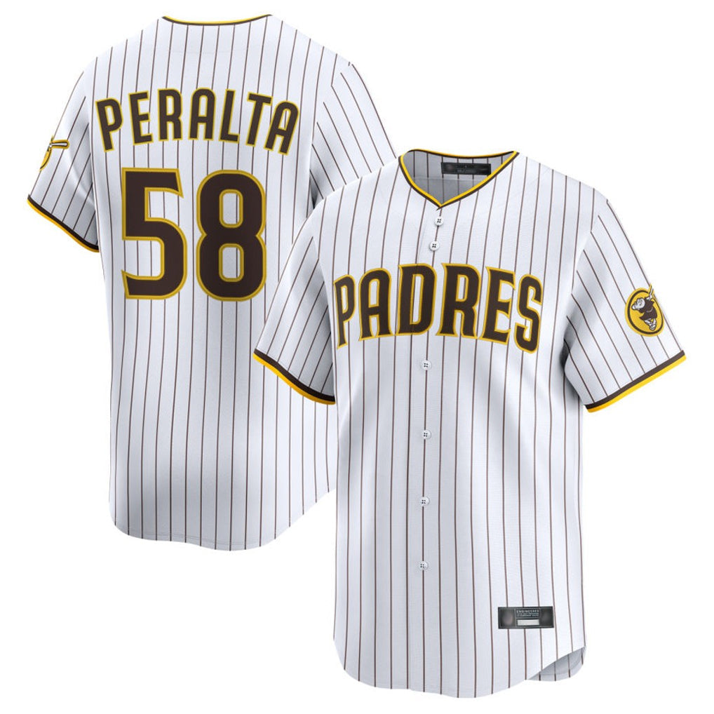 S.Diego Padres #58 Wandy Peralta Player White Limited Home Gdoa Stitched Jerseys