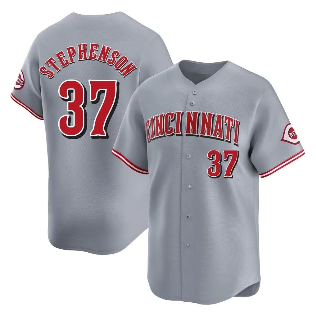 C.Reds #37 Tyler Stephenson Player Gray Home Limited Gdoa Stitched Jerseys