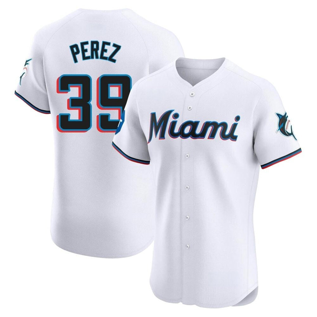 M.Marlins #39 Eury Perez Player White  Home Limited Elite Gdoa Stitched Jerseys