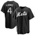 NY.Mets #4 Francisco Alvarez Player Black Home Game Stitched Jerseys