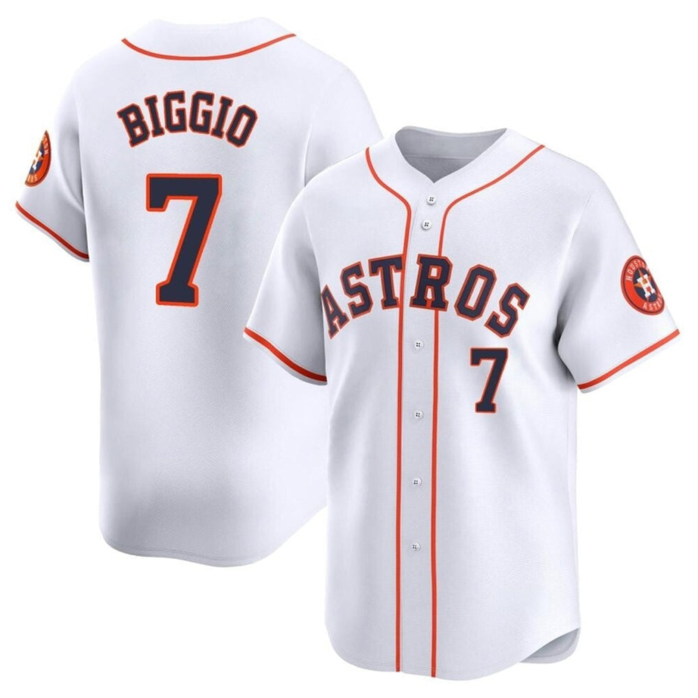 H.Astros #7 Craig Biggio Player White Home Limited Gdoa Stitched Jerseys