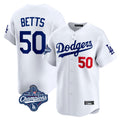 LA.Dodgers #50 Mookie Betts Player White World Series Meet Limited Home Gdoa Stitched Jerseys