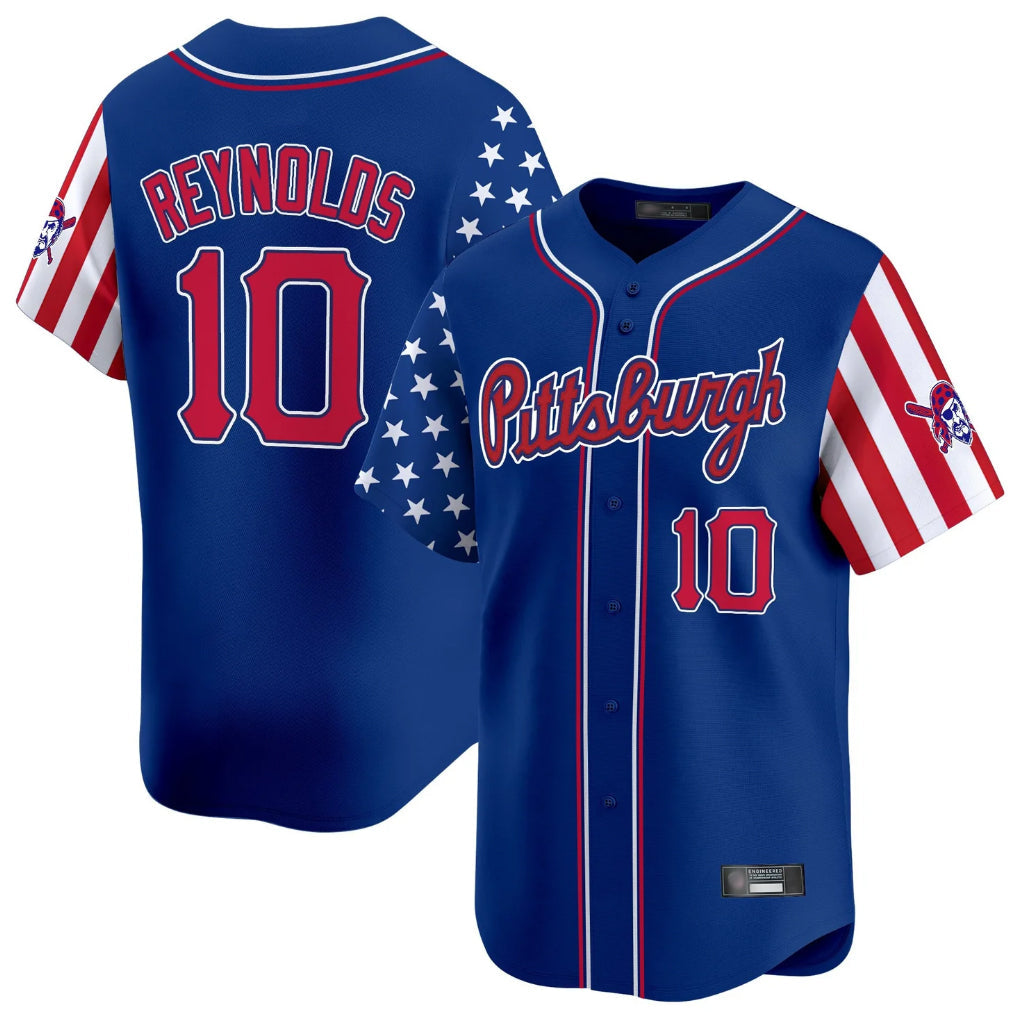 P.Pirates #10 Bryan Reynolds Player Royal 2025 Independence Day Vapor Premier Limited Stitched Jerseys