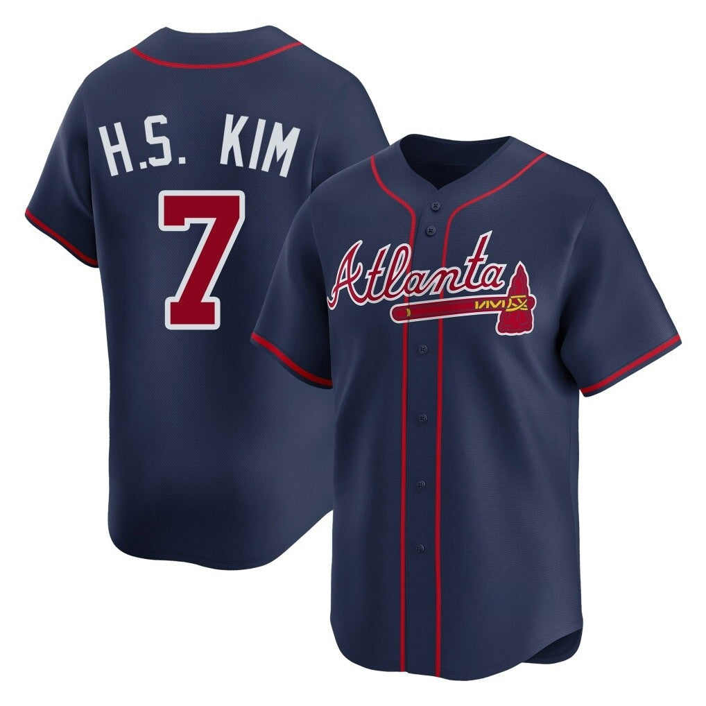 A.Braves #7 Ha-Seong Kim Player Navy Limited Home Game Gdoa Stitched Jerseys