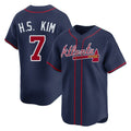 A.Braves #7 Ha-Seong Kim Player Navy Limited Home Game Gdoa Stitched Jerseys