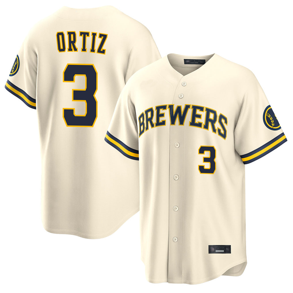 M.Brewers #3 Joey Ortiz Player Cream Home Limited Gdoa Stitched Jerseys