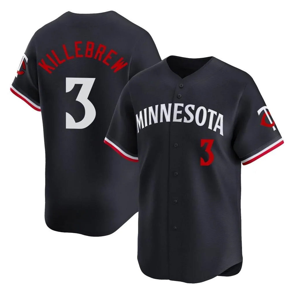 M.Twins #3 Harmon Killebrew Player Navy Home Limited Gdoa Stitched Jerseys