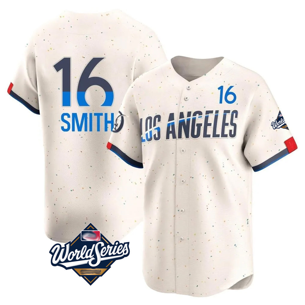 LA.Dodgers #16 Will Smith Player Cream World Series City Connect Limited Home Gdoa Stitched Jerseys