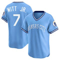 KC.Royals #7 Bobby Witt Jr. Player Light Blue Limited Throwback Cooperstown Collection T-shirt Gdoa Stitched Jerseys