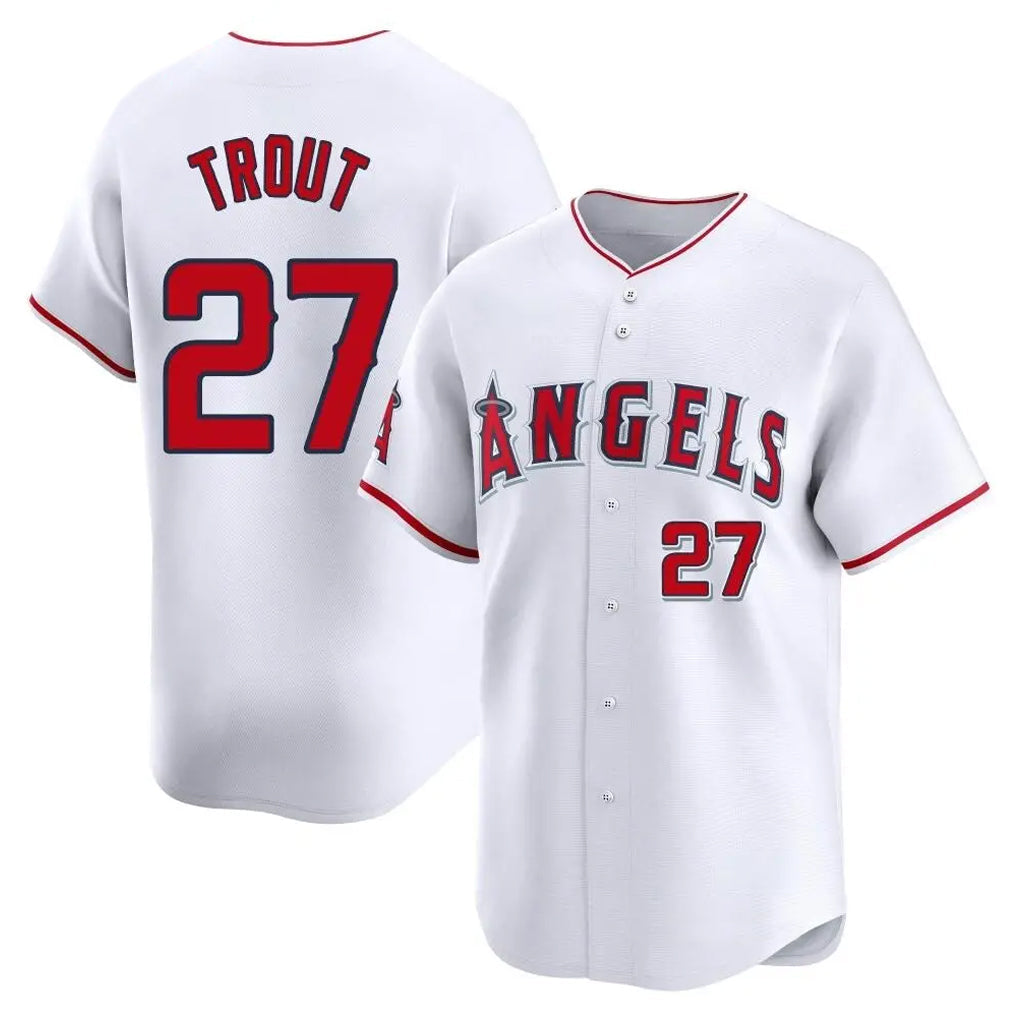 LA.Angels #27 Mike Trout Player White Limited Home Gdoa Stitched Jerseys