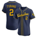 M.Brewers #2 Brice Turang Player Navy Home Limited Elite Gdoa Stitched Jerseys