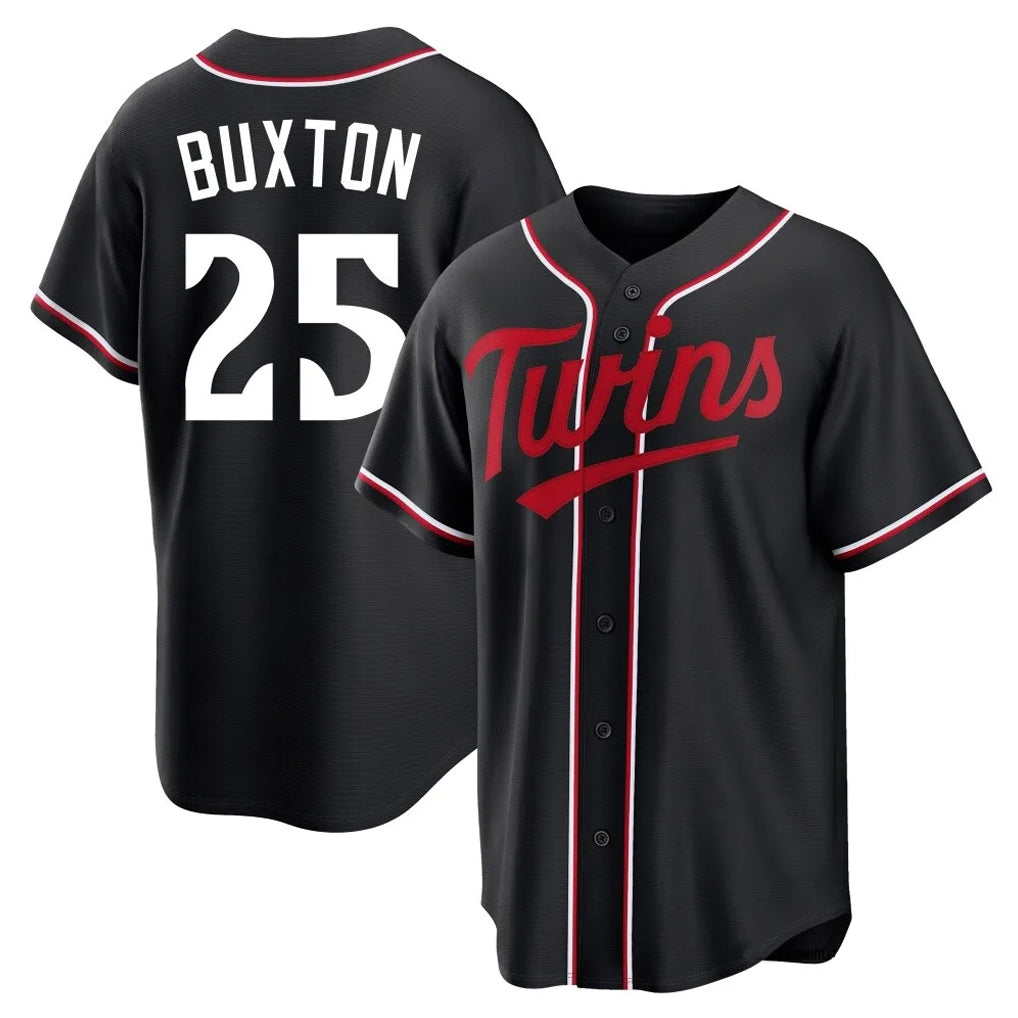 M.Twins #25 Byron Buxton Player Black Fashion Out Home Limited Gdoa Stitched Jerseys