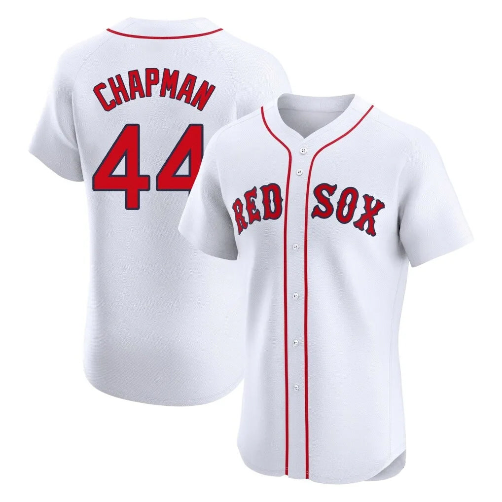 B.Red Sox #44 Aroldis Chapman Player White Limited Elite Home Game Gdoa Stitched Jerseys