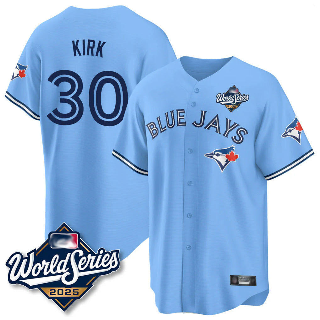 T.Blue Jays #30 Alejandro Kirk Player Blue 2025 World Series Limited Stitched Jerseys