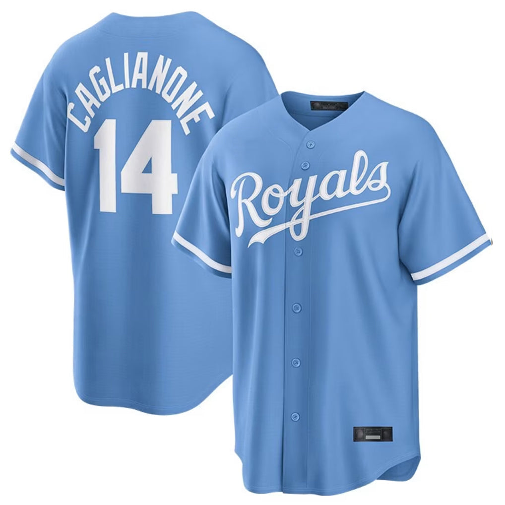 KC.Royals #14 Jac Caglianone Player Light Blue Home Game Gdoa Stitched Jerseys