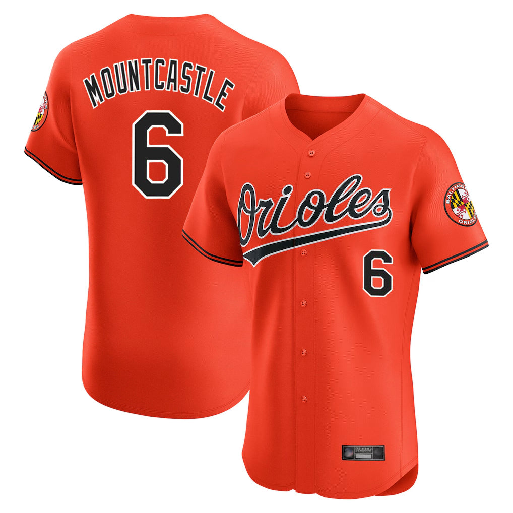 B.Orioles #6 Ryan Mountcastle Player Orange Limited Elite Home Game Gdoa Stitched Jerseys