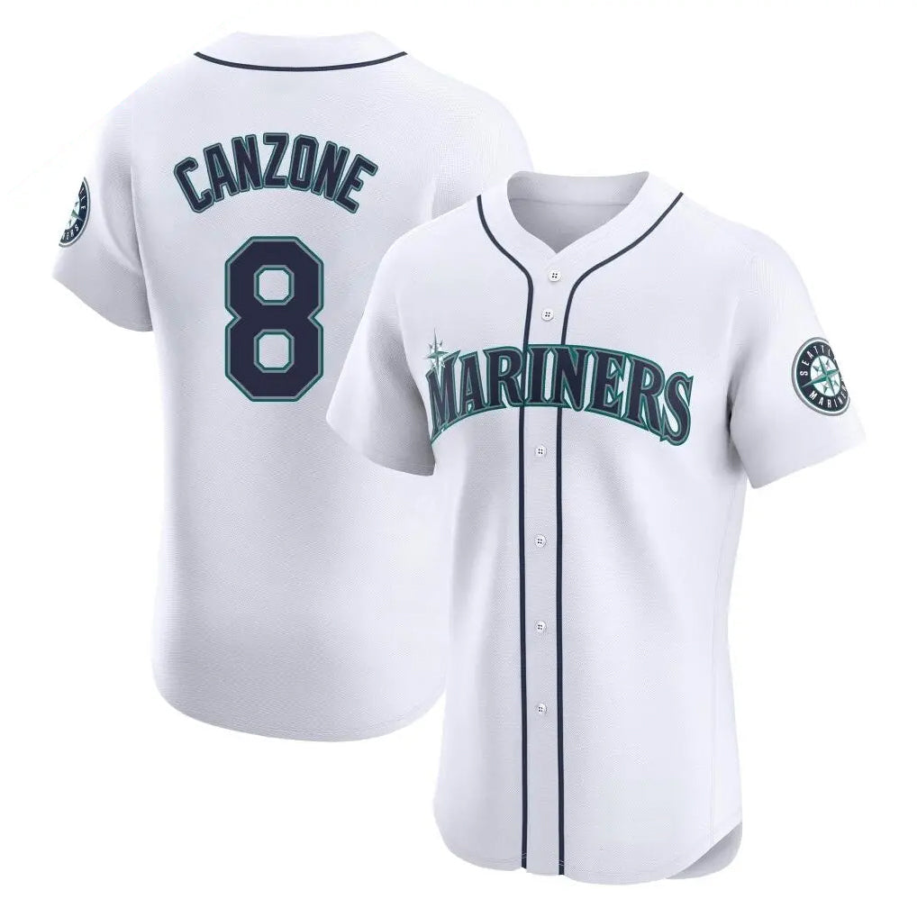 S.Mariners #8 Dominic Canzone Player White Home Limited Elite Gdoa Stitched Jerseys