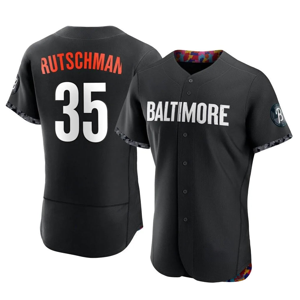 B.Orioles #35 Adley Rutschman Player Black City Connect Limited Elite Home Game Gdoa Stitched Jerseys