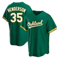 Athletics #35 Rickey Henderson Player Green Replica Kelly Alternate Stitched Jersey