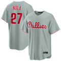 P.Phillies #27 Aaron Nola Player Gray Home Game Stitched Jerseys