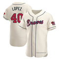 A.Braves #40 Reynaldo Lopez player Cream Authentic Alternate Stitched Jerseys