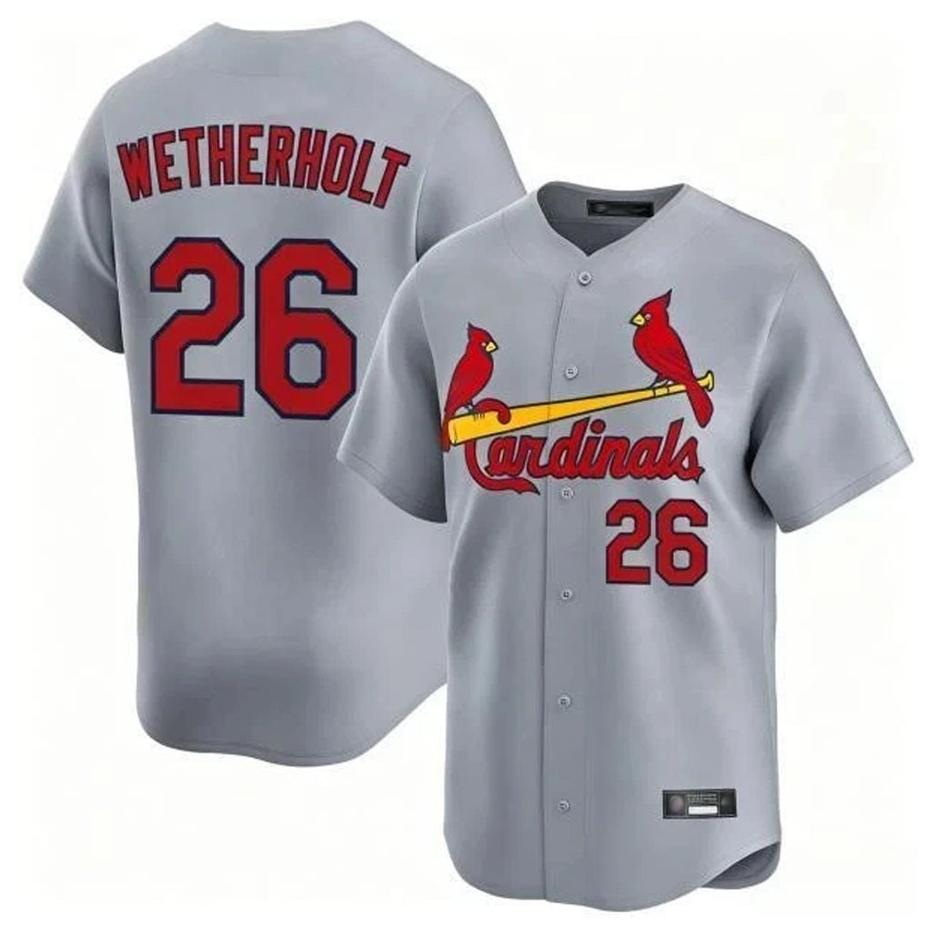 St. Louis Cardinals #26 JJ Wetherholt Player Gray Home Limited Gdoa Stitched Jerseys