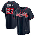 A.Braves #27 Austin Riley Player Navy Home Game Gdoa Stitched Jerseys