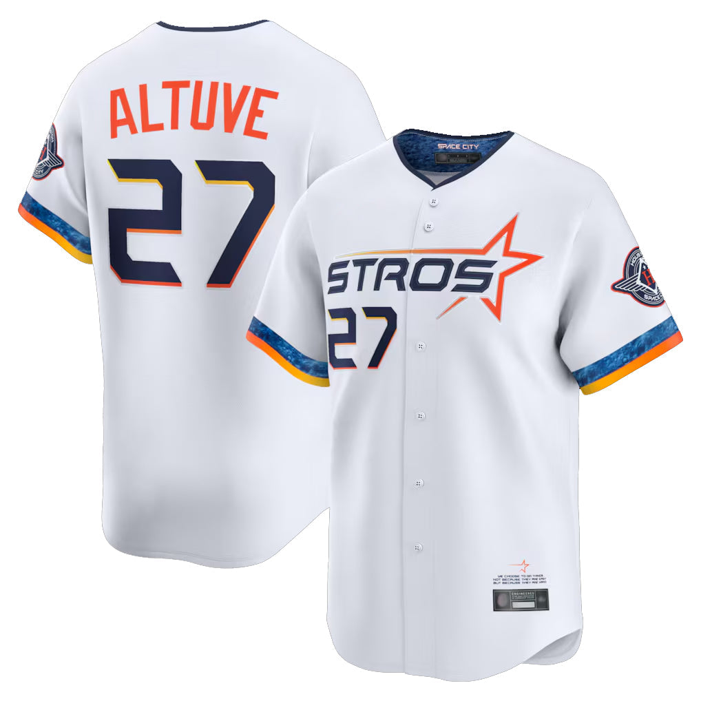 H.Astros #27 Jose Altuve Player White City Connect Limited Home Gdoa Stitched Jerseys
