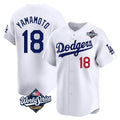 LA.Dodgers #18 Yoshinobu Yamamoto Player White World Series Limited Home Gdoa Stitched Jerseys
